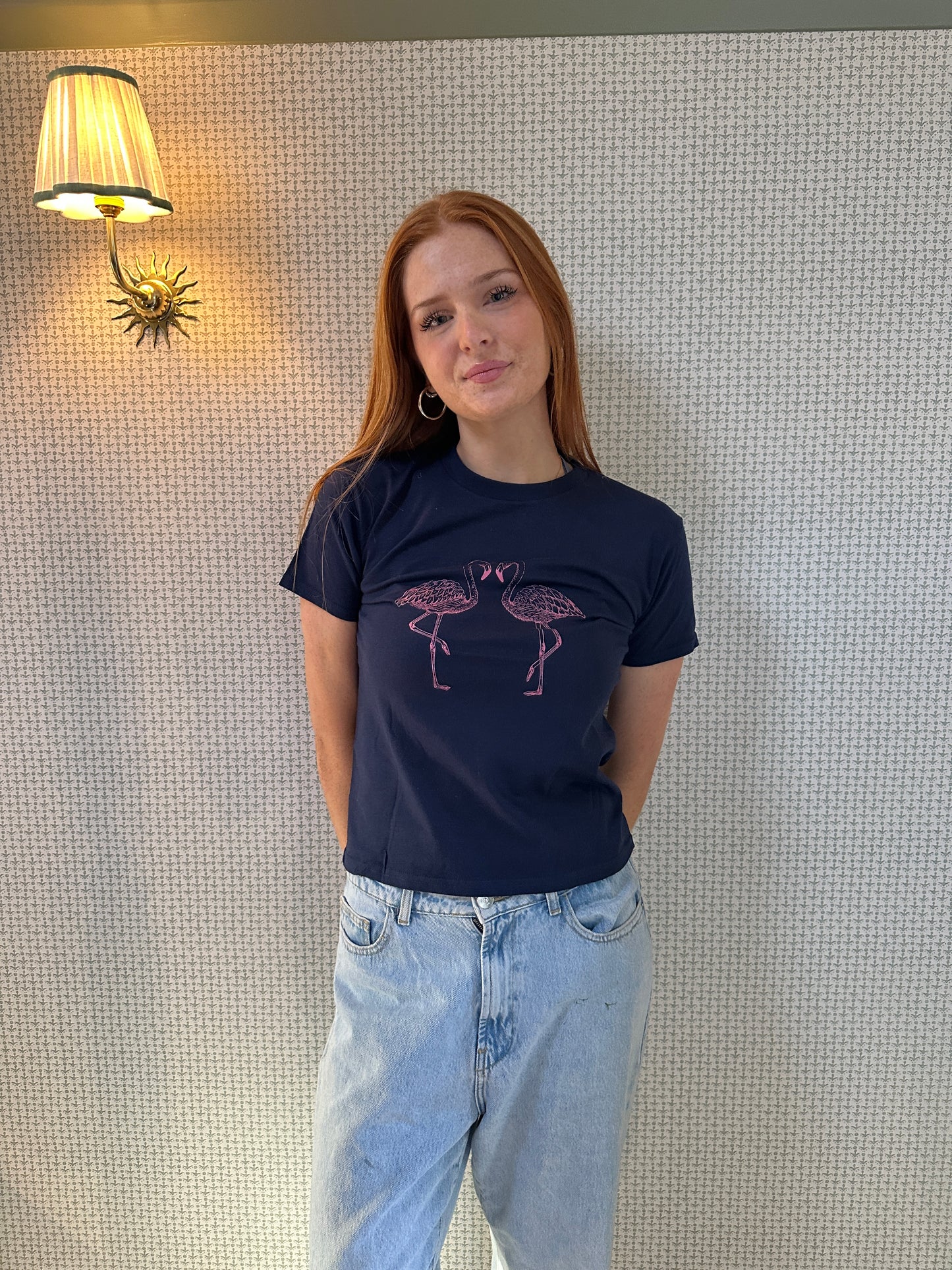 Navy Flamingo Tee