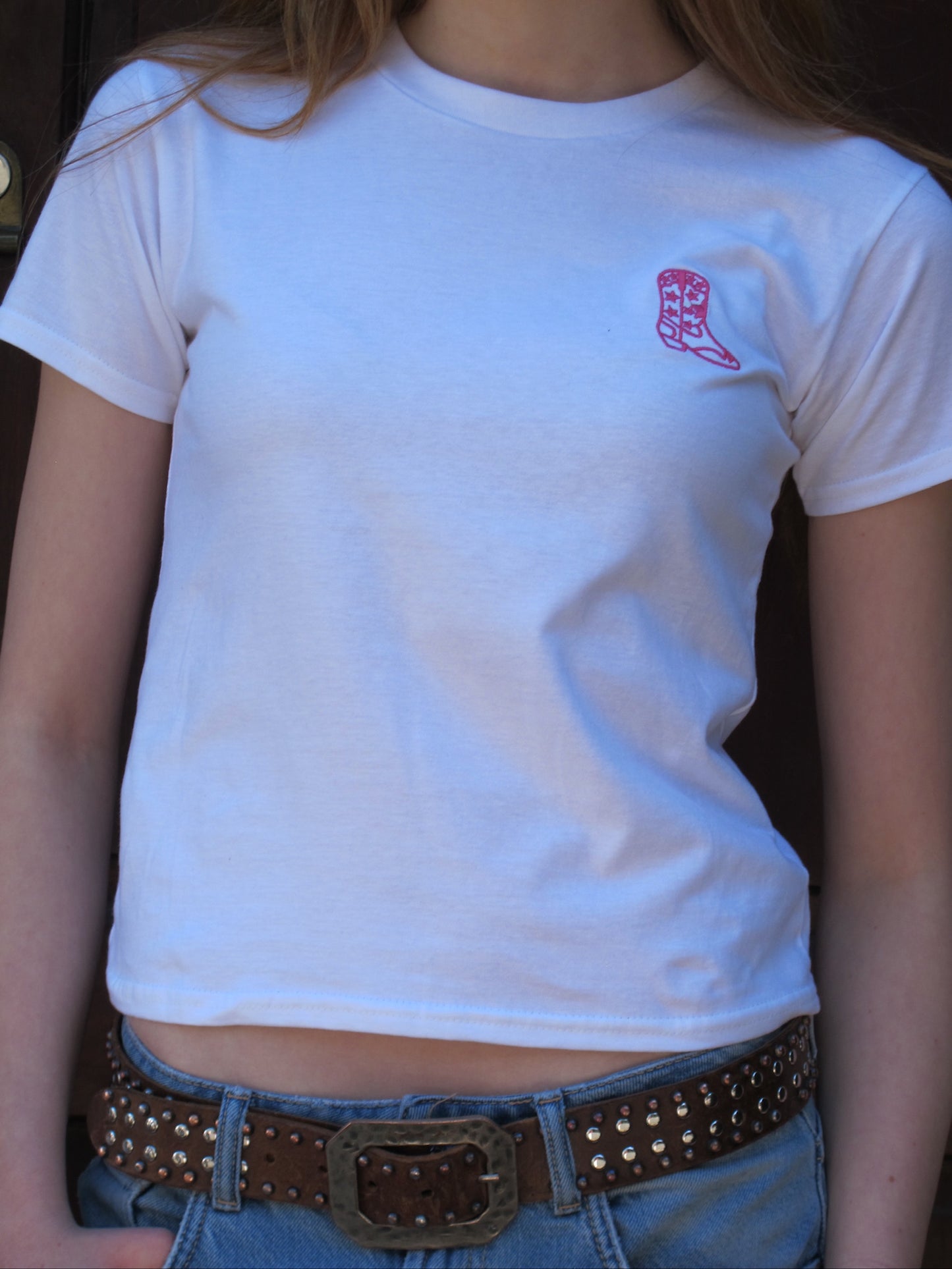 Embroidered Cowboy Boot Tee