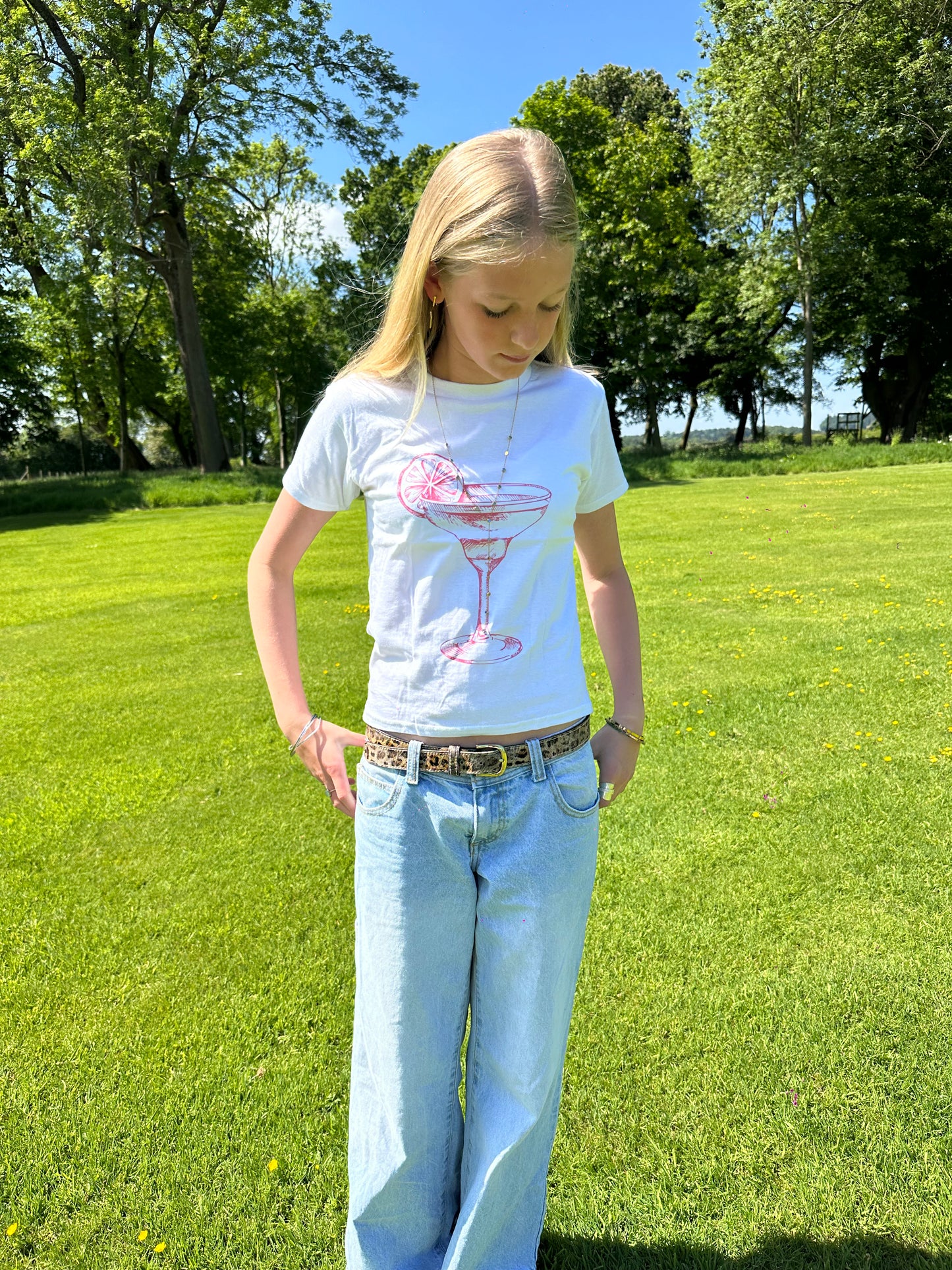 Pink Martini on White Tee