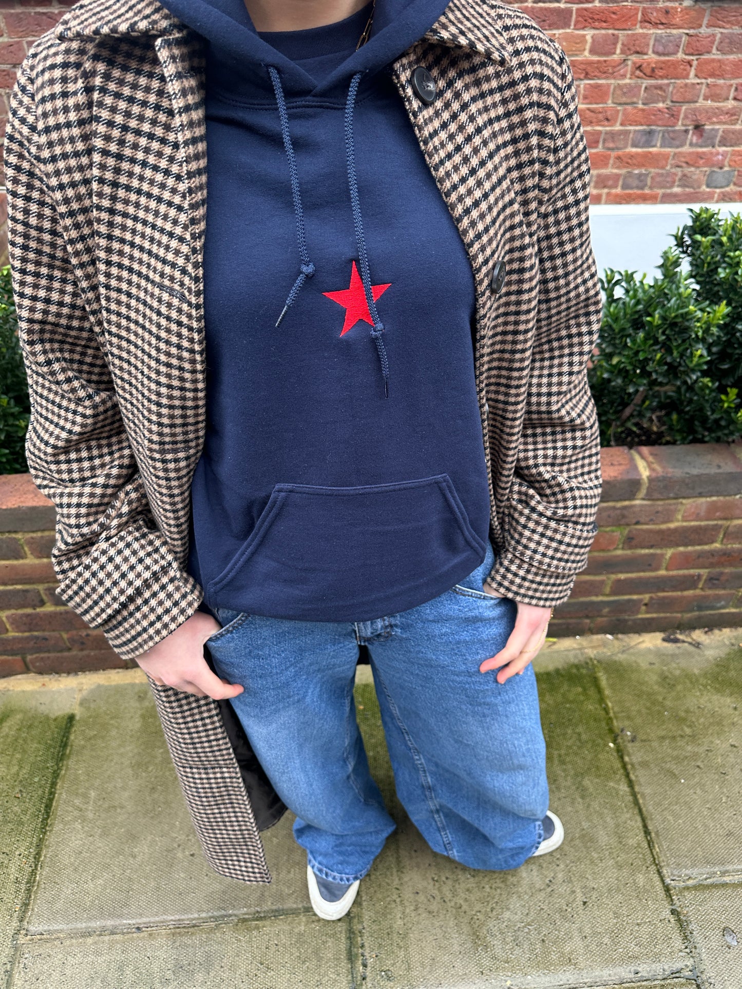 Navy Embroidered Star Hoodie