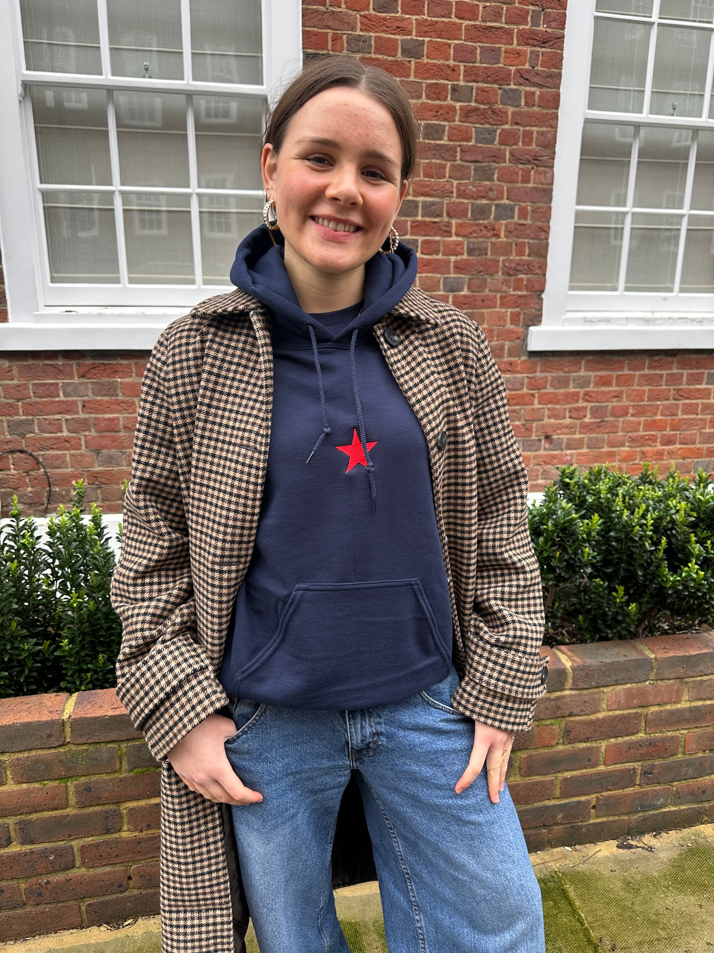 Navy Embroidered Star Hoodie