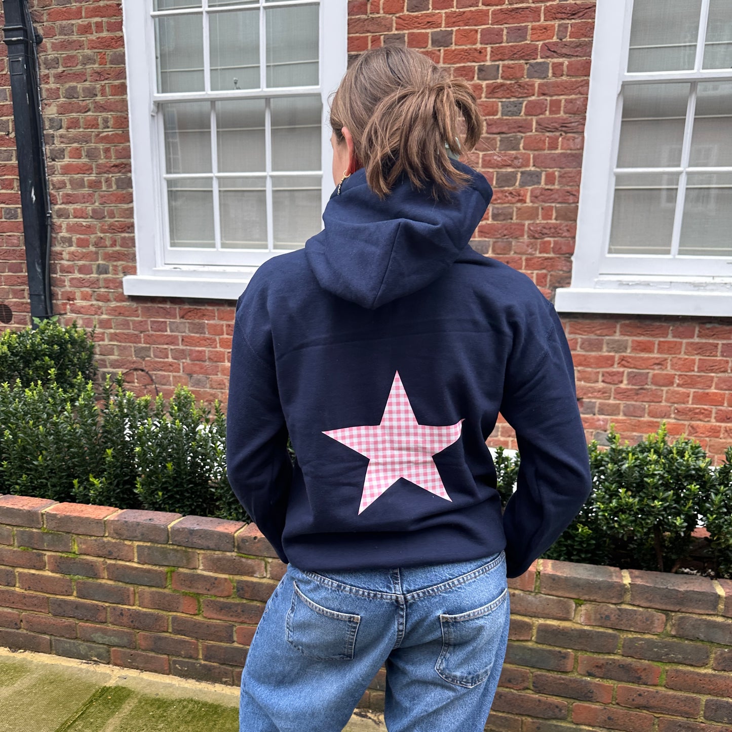 Gingham Star on Navy Hoodie