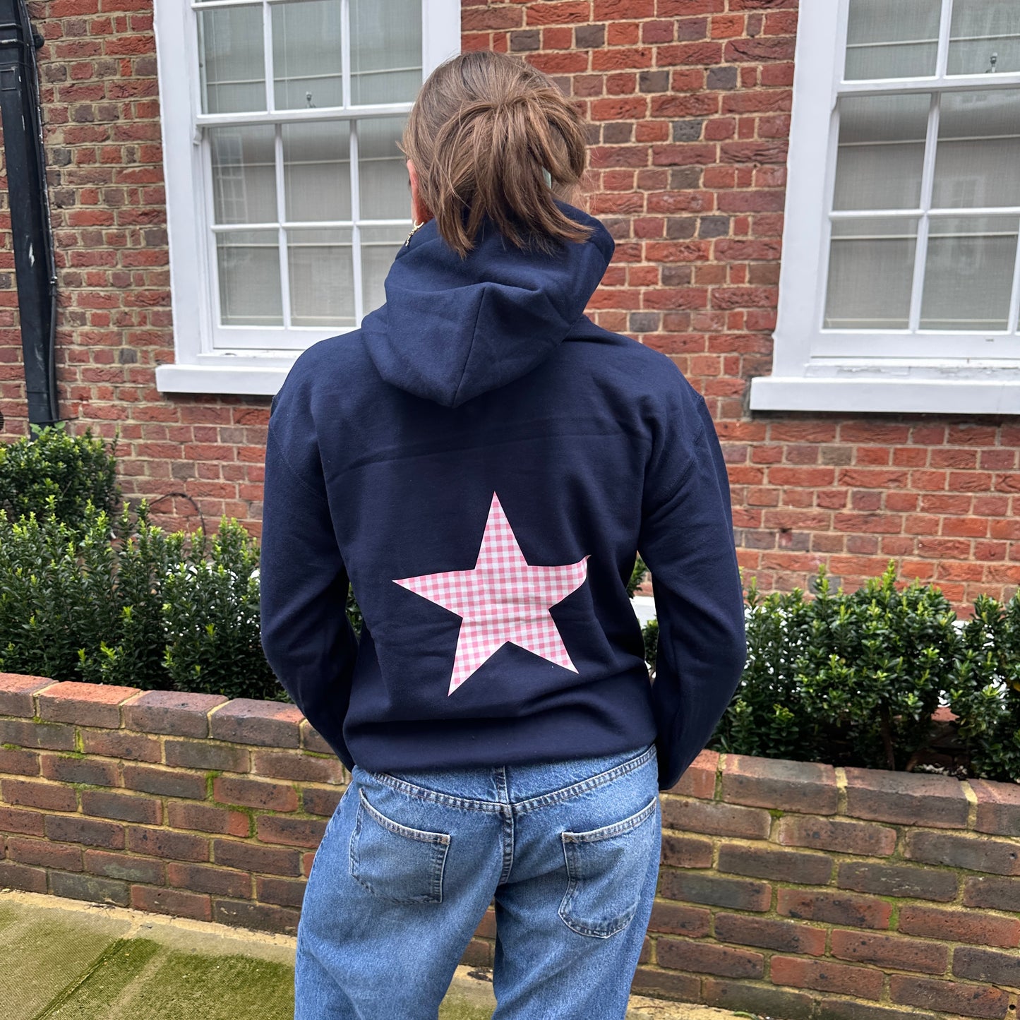 Gingham Star on Navy Hoodie