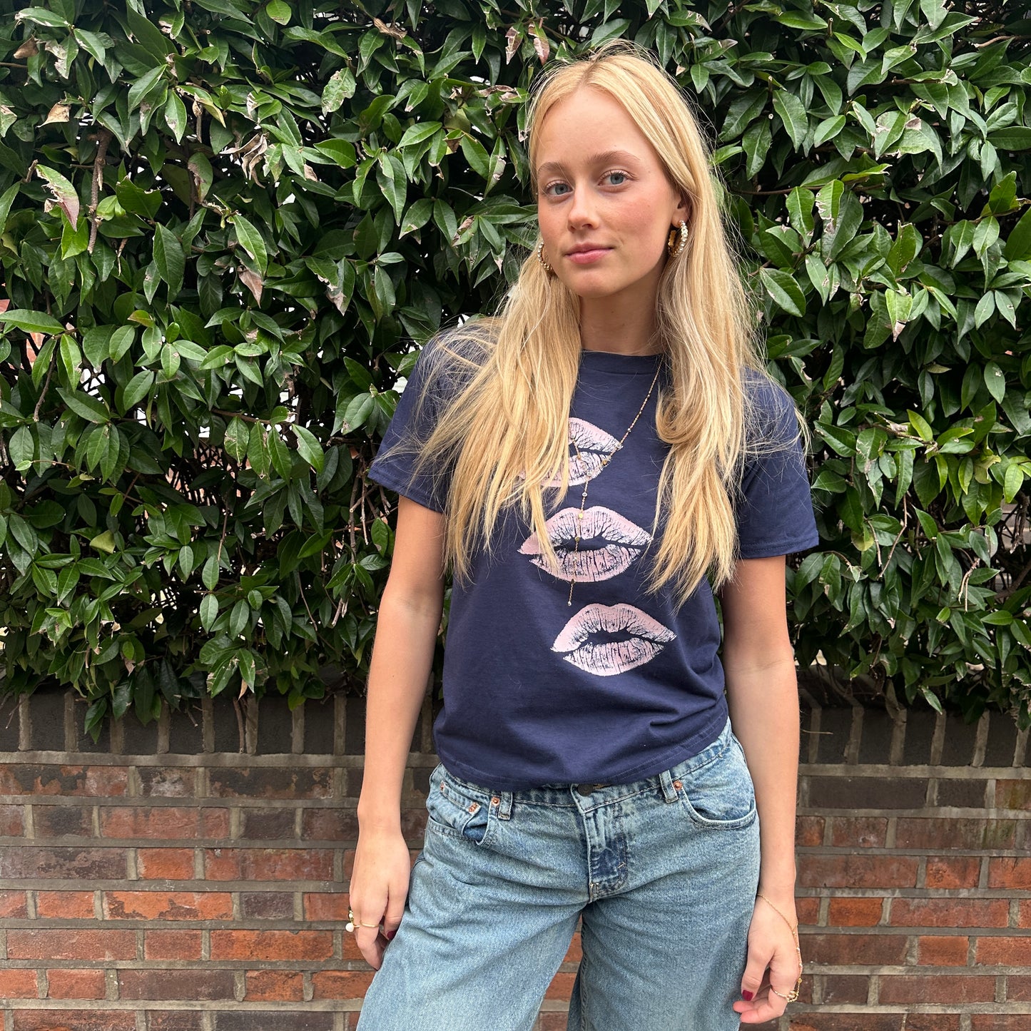 Navy Hot Lips Tee