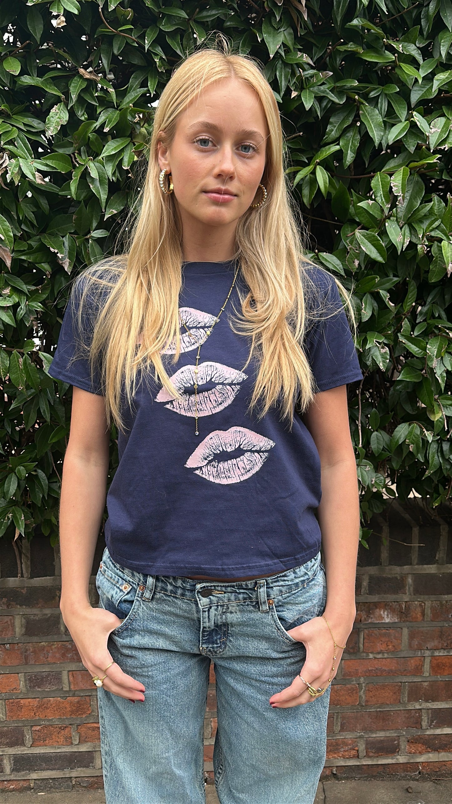 Navy Hot Lips Tee
