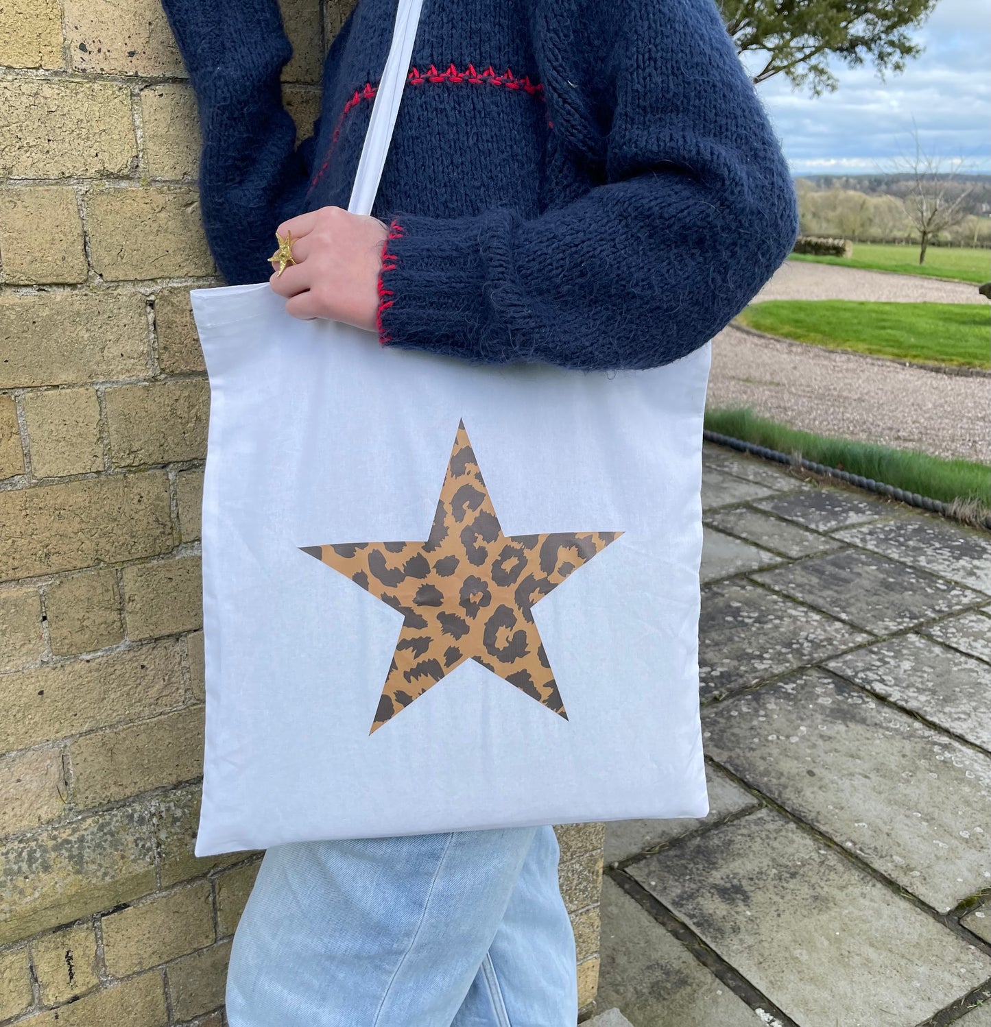 Leopard Print Star Tote Bag