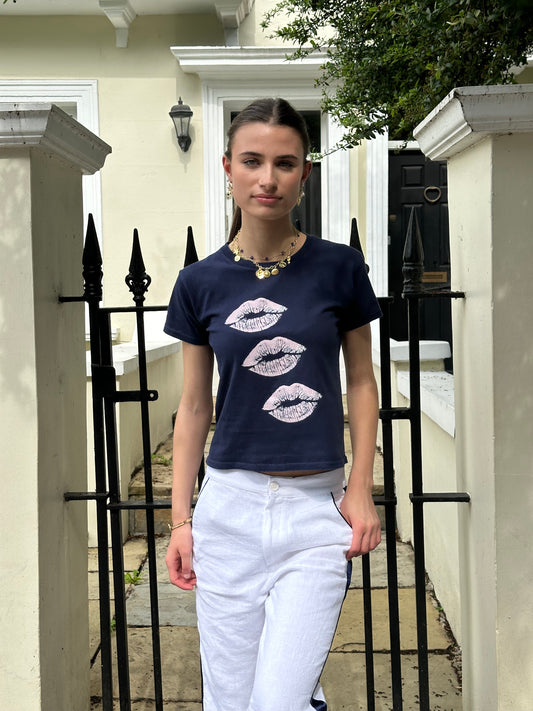 Navy Hot Lips Tee