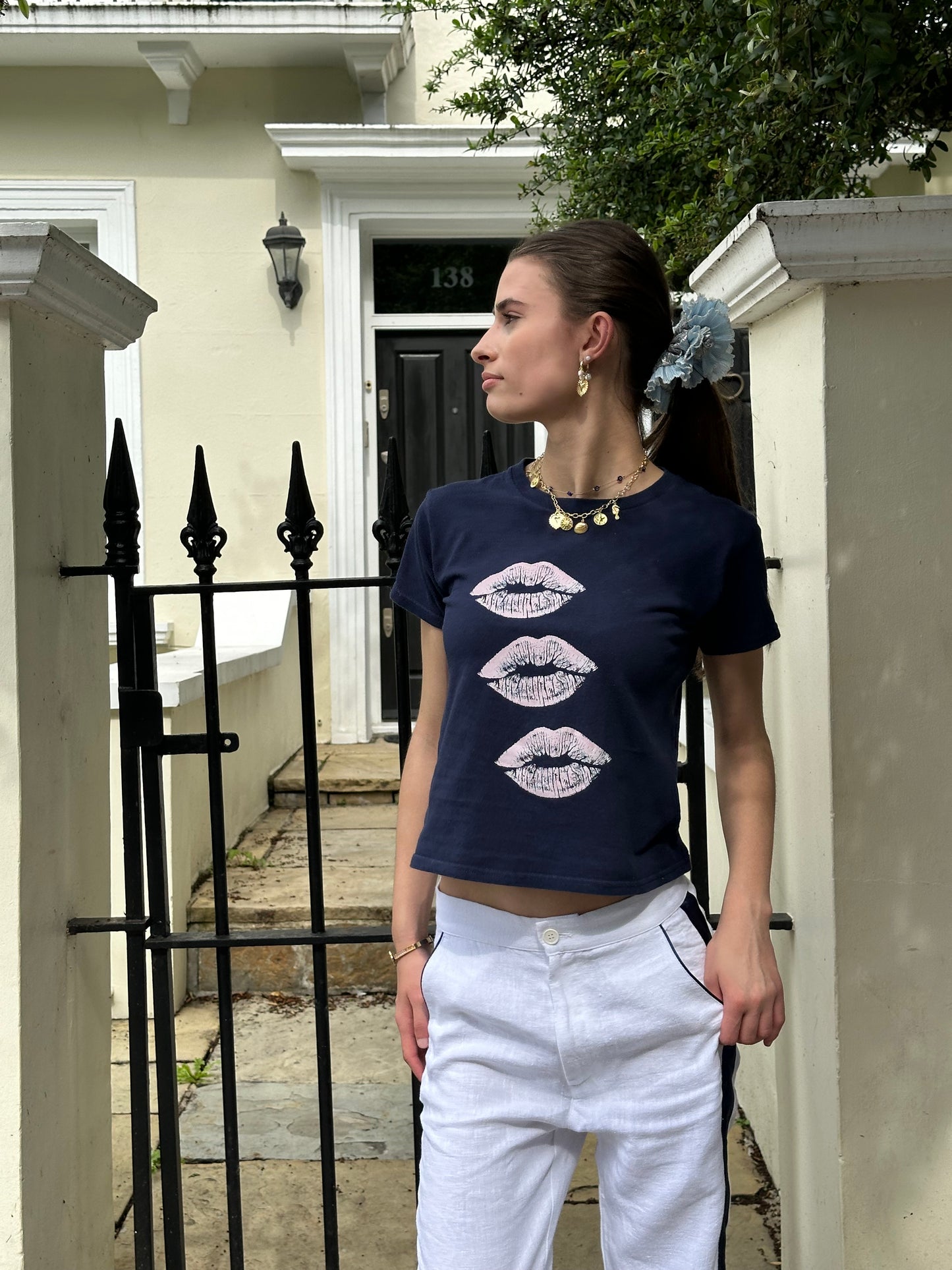 Navy Hot Lips Tee