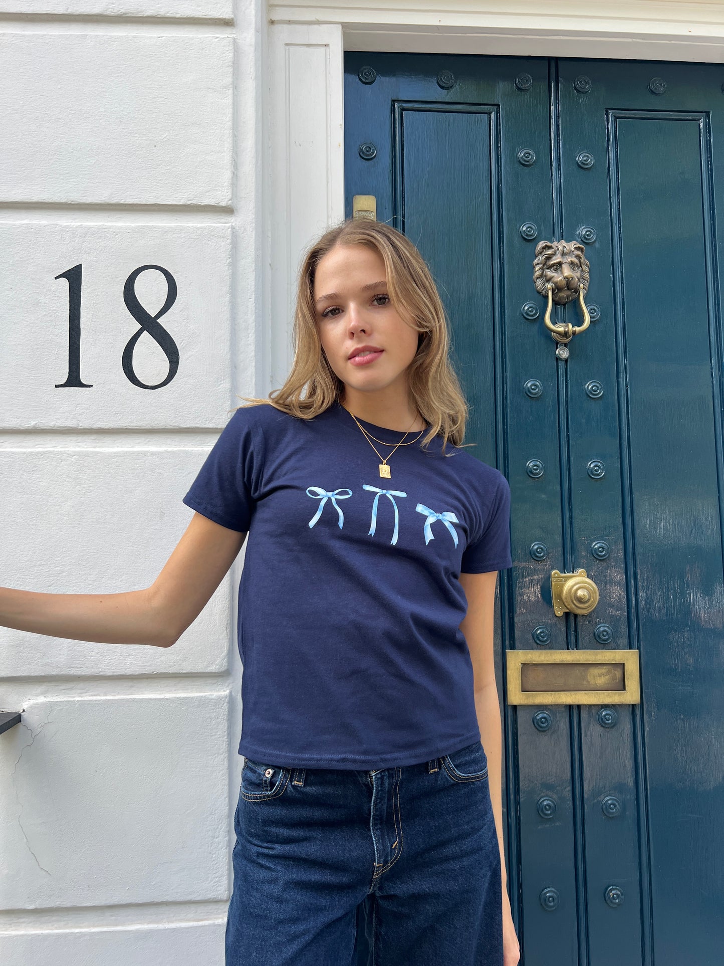 Blue Bow tee