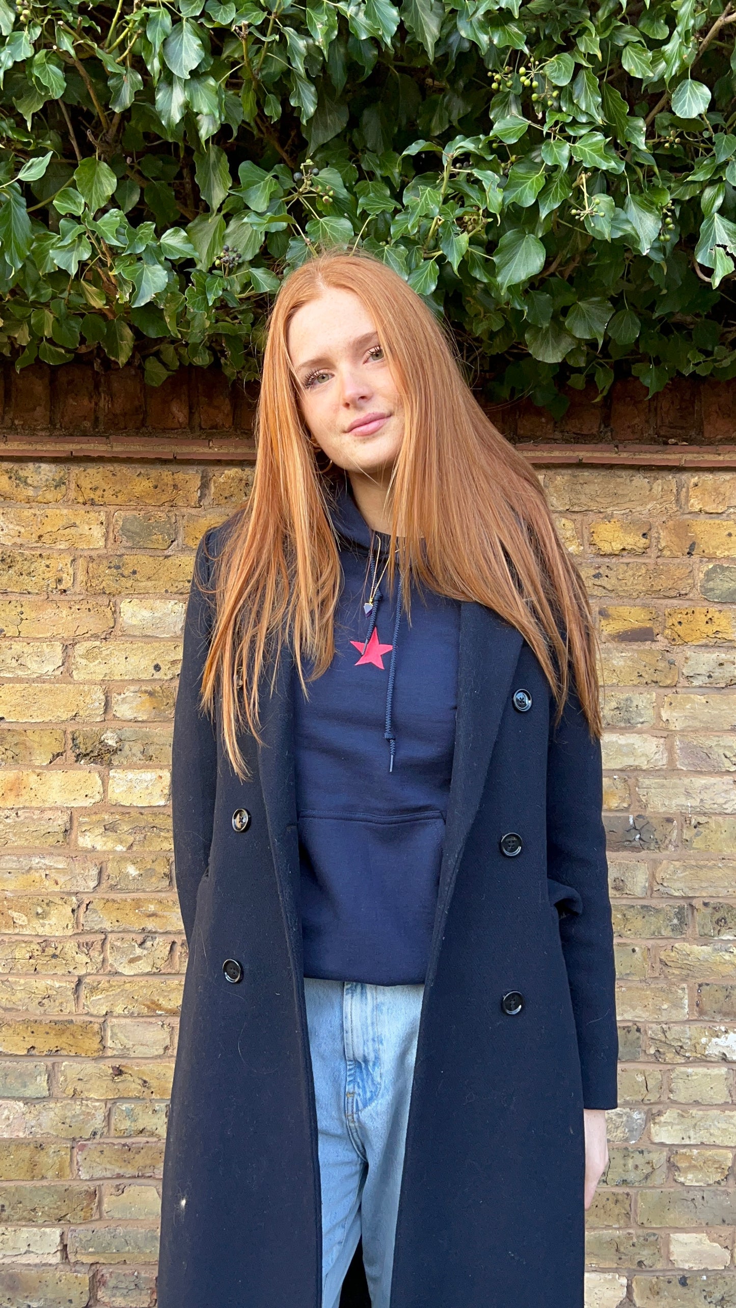 Navy Embroidered Star Hoodie