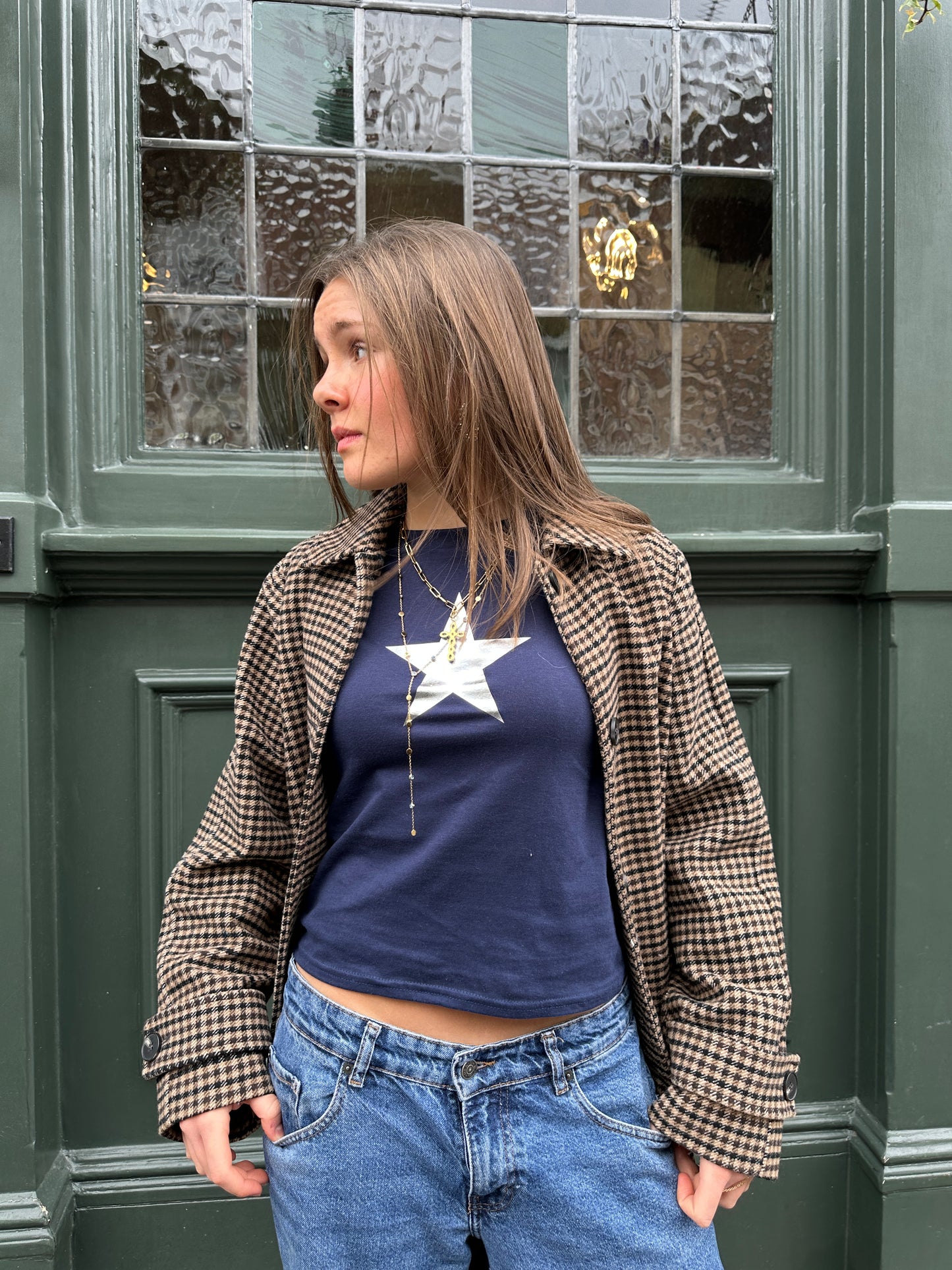 Navy Metallic Star Tee