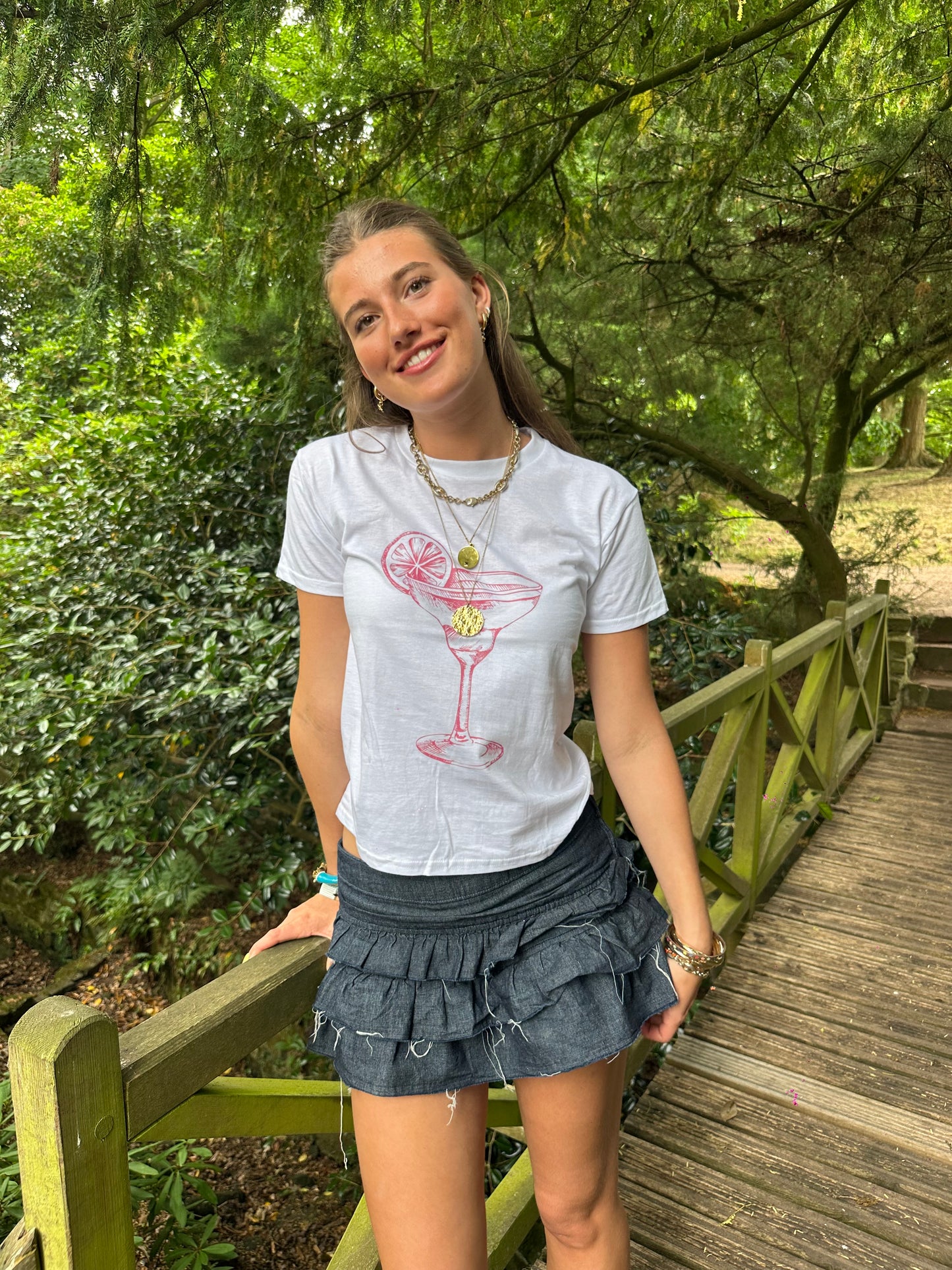 Pink Martini on White Tee