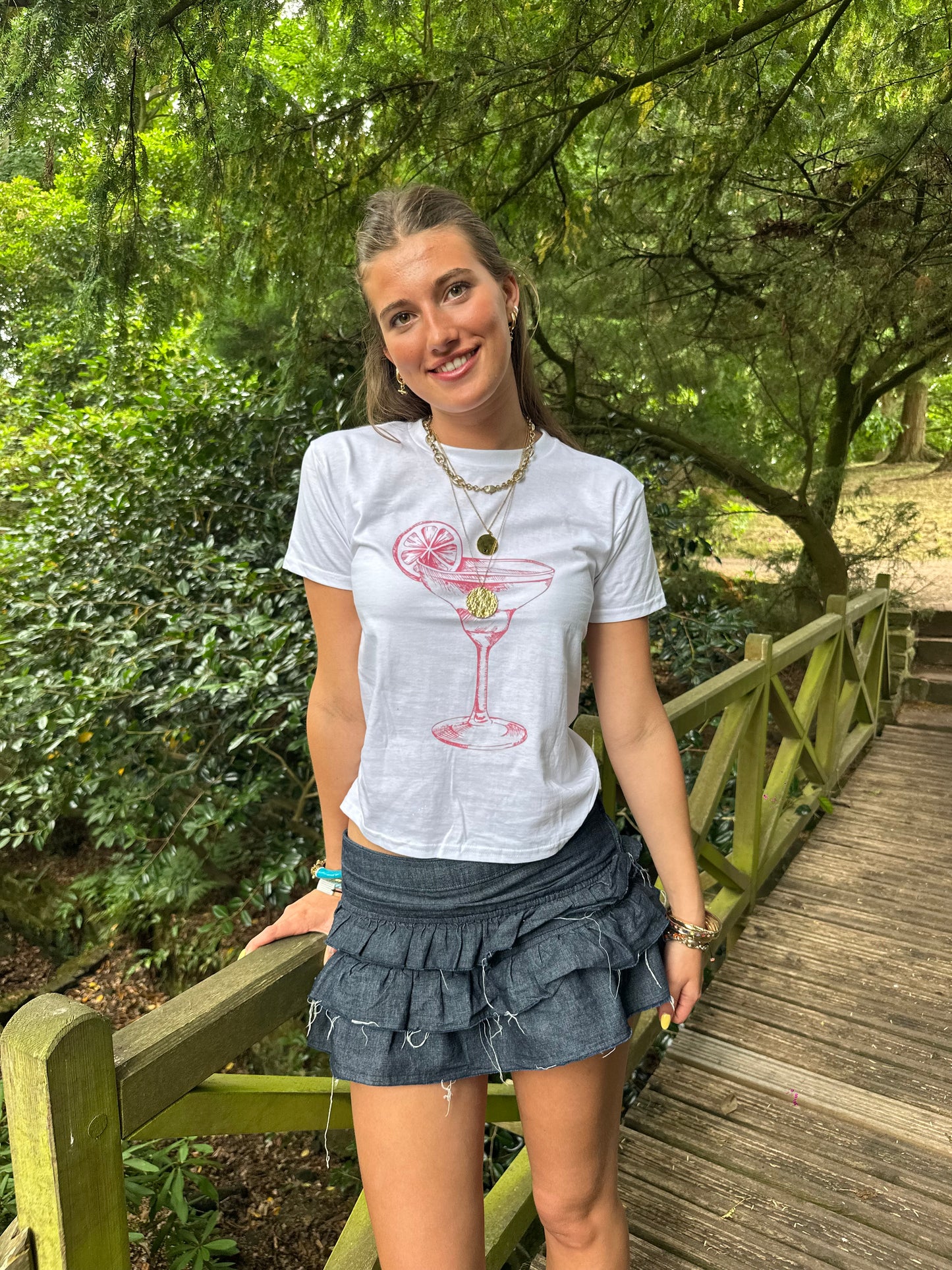 Pink Martini on White Tee