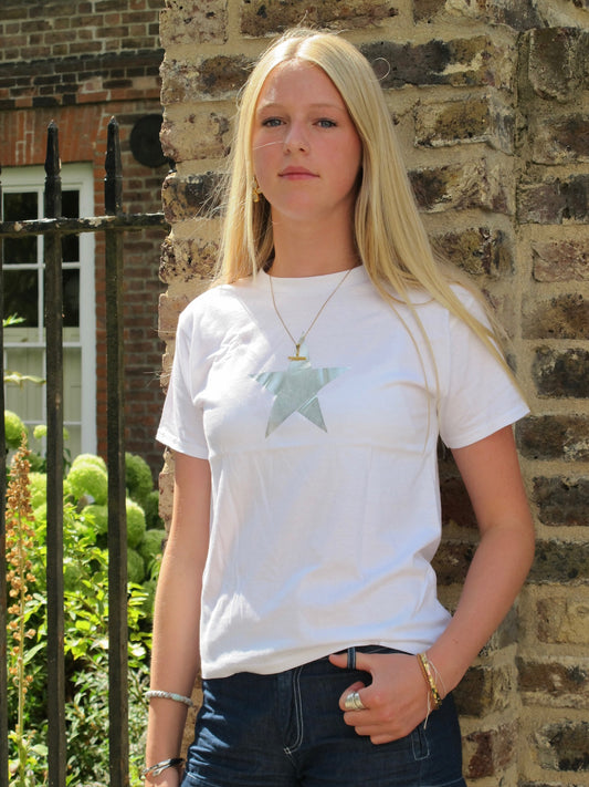 Silver Metallic Star Tee
