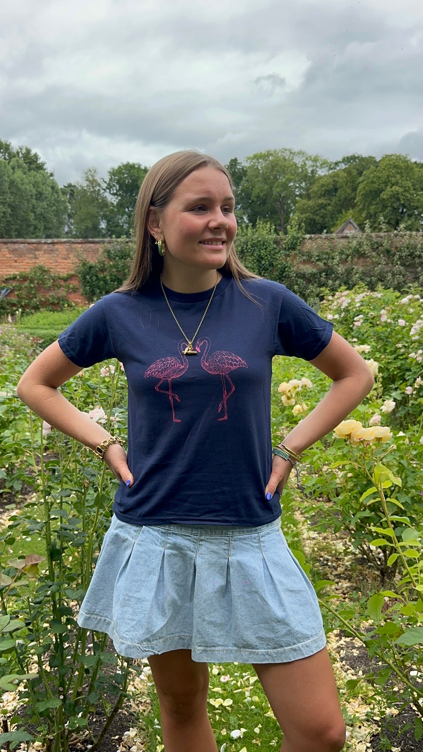 Navy Flamingo Tee