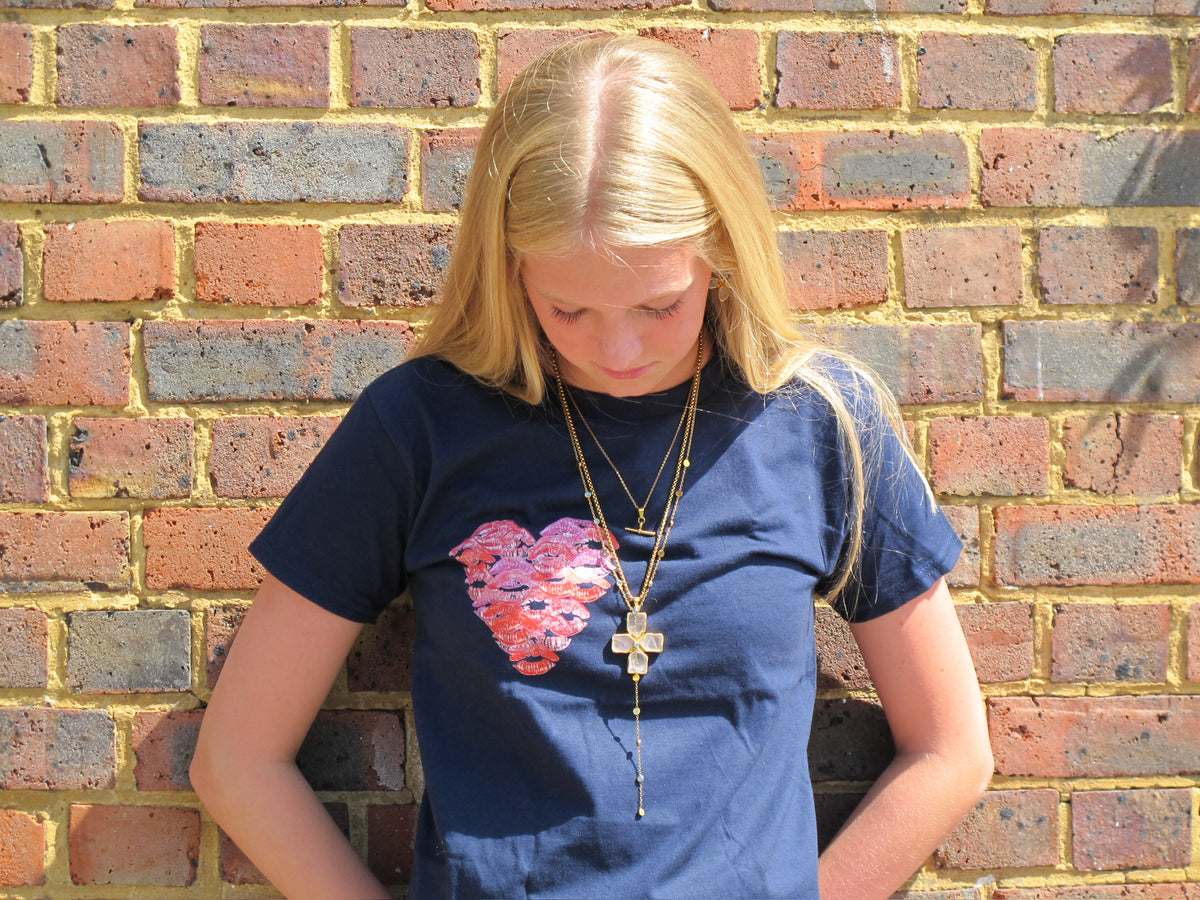 Navy Lip Art Tee